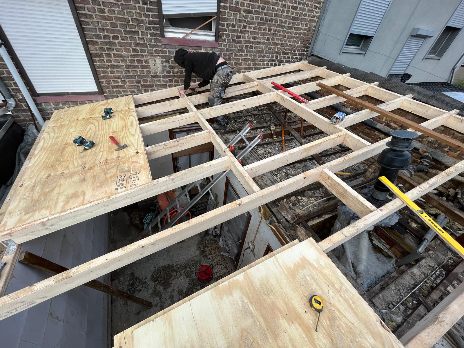 Timmerwerk voor een aanbouw
